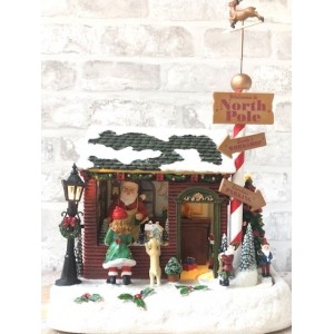Scenka - sklep Mikołaja z poruszającymi się elfami