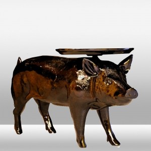 Czarna świnia ozcan 1006 naturalnej wielkości taca stolik