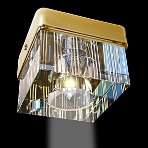 Złota lampa sufitowa 2099or kryształowe oczko gumarcris oprawa natynkowa salon hol łazienka hotel