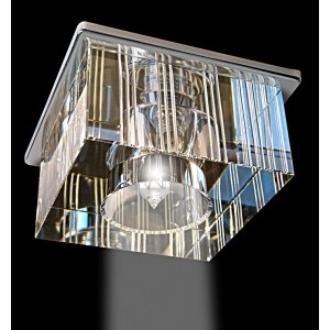Srebrna lampa sufitowa 2056cr kryształowe oczko gumarcris oprawa podtynkowa salon hol łazienka hotel