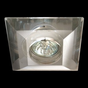 Srebrna  lampa sufitowa 727cro kryształowe oczko gumarcris oprawa podtynkowa salon hol łazienka hotel
