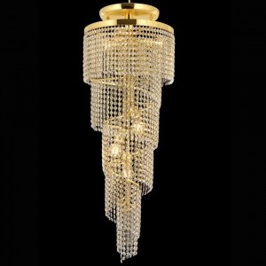 Złota kryształowa lampa sufitowa  żyrandol  avonni hotel sala bankietowa restauracja salon   ar-1564-s40  lampa