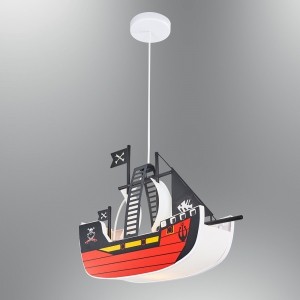 Dziecięca lampa wisząca statek piracki ozcan 4800-1 czerwony