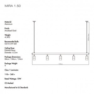 LAMPA WISZĄCA MIRA - różne rozmiary 3 św. - 200 x 100 x 5