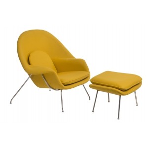 Fotel z podnóżkiem Snug żółty/ 71193