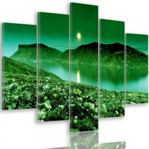 Obraz pięcioczęściowy na płótnie Canvas, pentaptyk typ A, Zielony krajobraz górski 150x100
