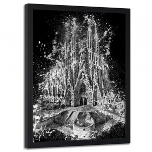 Obraz w ramie czarnej, Sagrada Familia w Barcelonie  40x60