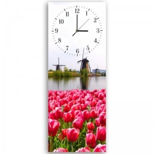 Wieszak ozdobny z zegarem, Holenderski krajobraz 40x118