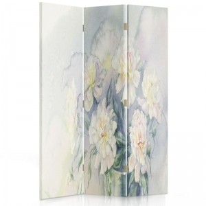 Parawan pokojowy, Białe kwiaty 3 110x180