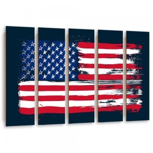 Obraz pięcioczęściowy na panelu dekoracyjnym, pentaptyk typ C,  Flaga Stanów Zjednoczonych  200x140