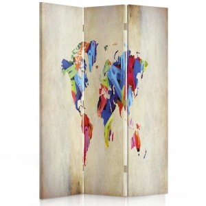 Parawan pokojowy, Kolorowa mapa świata 110x180