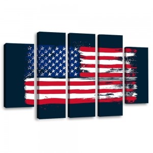 Obraz pięcioczęściowy na płótnie Canvas, pentaptyk typ B, Flaga Stanów Zjednoczonych  100x70
