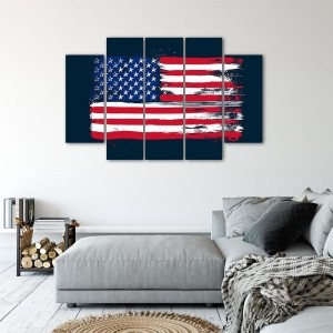 Obraz pięcioczęściowy na płótnie Canvas, pentaptyk typ B, Flaga Stanów Zjednoczonych  150x100
