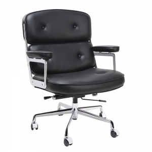 Fotel biurowy ICON PRESTIGE PLUS czarny - włoska skóra naturalna, aluminium