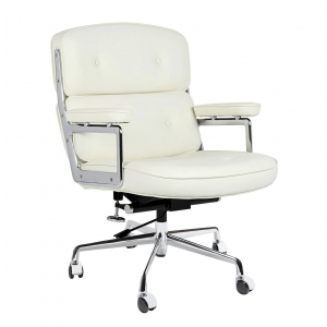 Fotel biurowy ICON PRESTIGE PLUS biały - włoska skóra naturalna, aluminium
