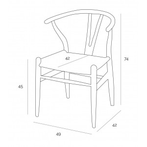 Krzesło Wicker Naturalne Czarny inspirowane Wishbone