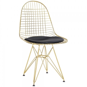 Krzesło DSR NET GOLD złote - czarna poduszka, metal