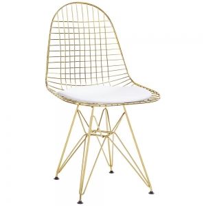 Krzesło DSR NET GOLD złote - biała poduszka, metal
