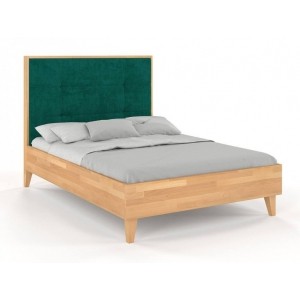 Łóżko drewniane RIDA z tapicerowanym zagłówkiem Buk 200 x 200