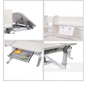 Magico Grey + Primo Grey - Regulowany zestaw biurko z krzesełkiem