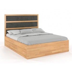 Łóżko drewniane Magnum z szufladami i zagłówkiem Buk 200 x 200