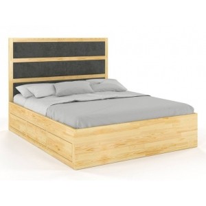 Łóżko drewniane Magnum z szufladami i zagłówkiem Sosna 180 x 200